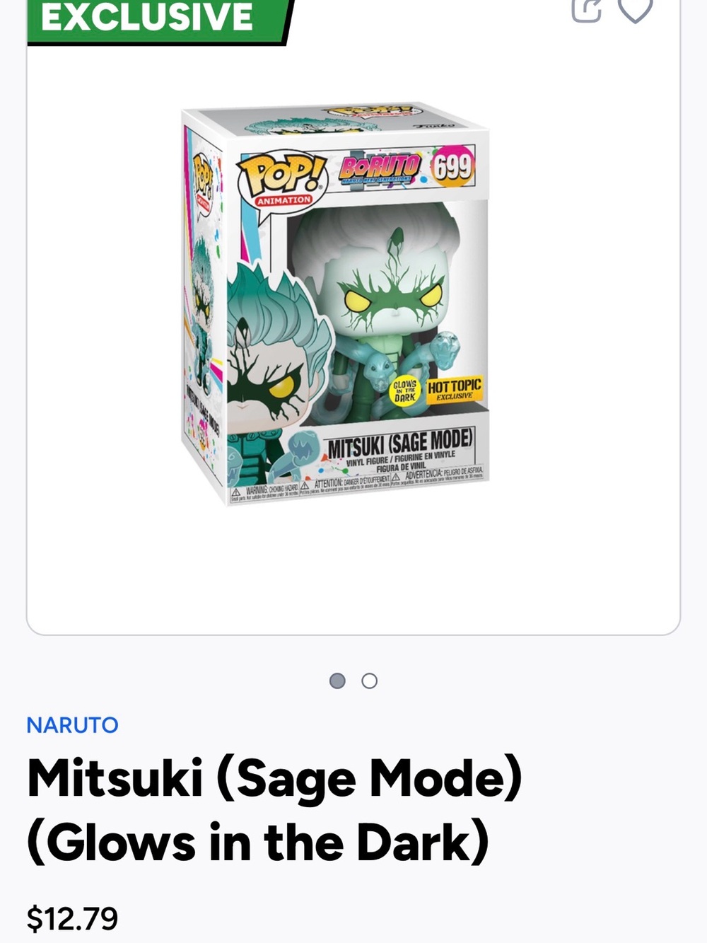 Funko Pop! Animation Mitsuki Sage Mode Glow Figure - Teal, Yellow, White- 699